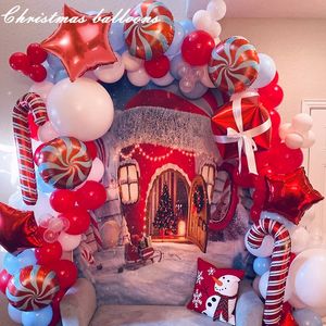 Altre forniture per feste per eventi Kit arco ghirlanda di palloncini natalizi con palloncini rossi bianchi e caramelle Confezione regalo per decorazioni 231030