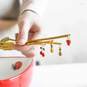 Spoons Fresh Creative Coffee Spoon Style Dessert Small Hanging Fruit Tableware Tea Steel Fork And Series Kitchen Mini Stainless