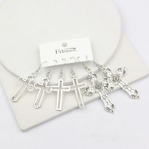 Wholesale Fashion 3prs Dangle Earrings Set Gothic Style Big Cross Earrings for Women Men Party Jewelry Gift Pendientes