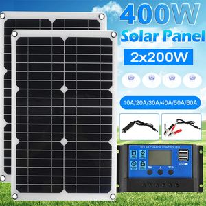 Carregadores 200W 400W Painel Solar 18V Célula 10A 60A Controlador para Telefone RV Carro MP3 Pad Carregador Ao Ar Livre Fonte de Bateria 231030