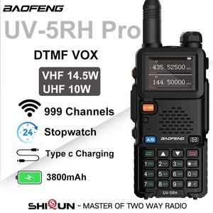 Walkie Talkie BaoFeng UV5RH Pro 10W 3800mAH USB C VHF UHF 136174MHz 220260MHz 400520MHz Kabile 999CH Frekans FM HAM DTMF 231030