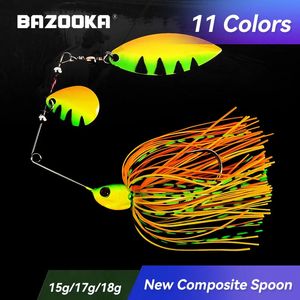 Balıkçılık Aksesuarları Bazuka Metal Yem Spinner Weedless Cazık Buzzbait Wobbler Bas Pike Walleye Balık Tel Yem Kauçuk Etek Peche 231030