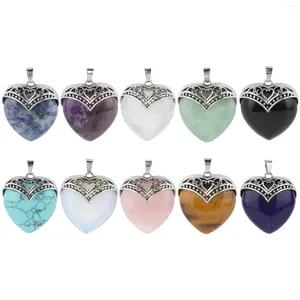 Charms Naturally Amethyst Agates Green Aventurine Pointed Heart Shape Pendant Chain Box Kits Jewelry Making Diy 35.5x30.5x11mm