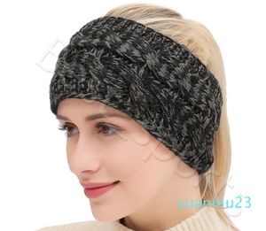Stickad virkning pannband kvinnor vinter sport hårband turban yoga huvudband öron varmare mössa cap pannband