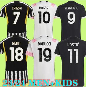 Fãs jogador camisas de futebol 22 23 24 casa fora MILIK DI MARIA VLAHOVIC KEAN BONUCCI CHIESA McKENNIE LOCATELLI camisa de futebol 2023 2024 Kits masculino e infantil unifor JUventUs