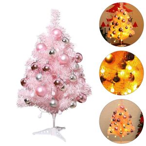 Christmas Decorations Pink Christmas Tree Artificial Luminous Adornment Desktop Decor Decorative Lovely Xmas Pvc Ornament 231027