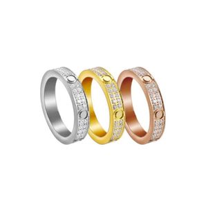 Dispositivos de anel de amor com zircônia completa 4mm 6mm de largura, joias para mulheres de casamento, anéis de compromisso para homens, bolsa de veludo s12