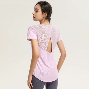 Lu Lu Yoga Lemon T-shirt kvinna tee toppar ai ny lös kort ärm krage sport topp t-shirt dans fitness klänning täcker alo springande atletisk