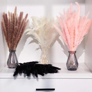 Decorative Flowers 35PCS Nature Dried Black Pampas Grass Decor Table Room Fluffy White For Wedding Boho Christmas Decoration