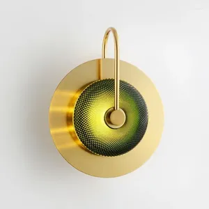 Lâmpada de parede moderna dourada quarto cabeceira vidro personalizado criativo sala de estar tv modelo circular