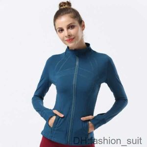 Aktiva skjortor Lululemens Fitness Women Yoga Outfit Sports Jacket Stand-up Collar Half Zipper Lång ärm Tight Yogas Shirt Gym tumme Athtic Coat Gym Clothing Hms0