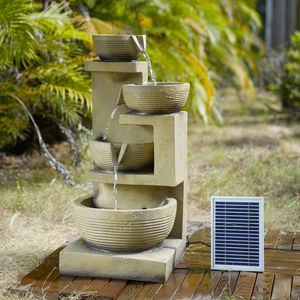 정원 용품 태양 광 분수 24 인치 높은 현대 디자인 야외 폭포 분수 분수 태양 광 예술 및 공예품