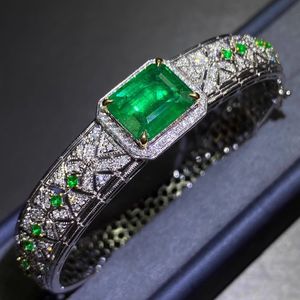 14k White Gold VinateG Lab Emerald Diamond Bangle Engagement Wedding Bangles Armband For Women Bridal Party Jewelry Gift