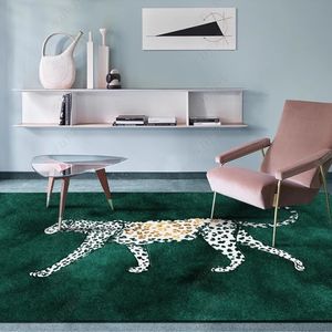 Simple modern light luxury living room carpet tea table blanket Green leopard bedroom bed blanket home covered with large carpet