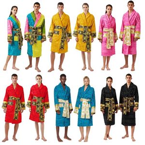 Alta qualidade de algodão das mulheres dos homens roupão sleepwear longo robe designer carta impressão casais sleeprobe camisola inverno quente unisex pa193s