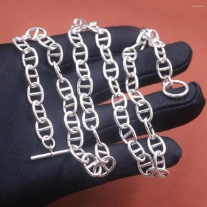 Цепочки из настоящего стерлингового серебра 925 пробы, ожерелье для женщин и мужчин, ширина 8,5 мм, якорное звено, застежка OT, длина 22 дюйма, 43-44 г