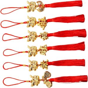 Garden Decorations 6Pcs Chinese Year Pendant Bonsai Hanging Dragon Ornament Car Spring Festival (Mixed Style)