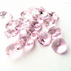 Żyrandol Crystal Wysoka jakość 200pcs różowy 14 mm ośmioboczny akcesoria koralików k9 pryzmaty części DIY Wedding X Dekoracja