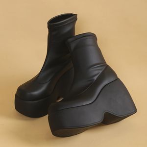 Botas Marca Estilo Gótico Sexy Elegante Plataforma Chunky Mulheres Tornozelo Grande Tamanho 43 Andando Mulher Confortável Sapatos 231030