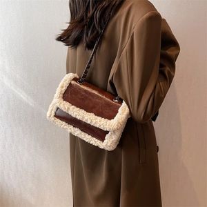 Evening Bags Lambwool Fashion Chain Shoulder Bag Women Soft PU Leather Purse Ladies Small Flap Underarm Handbag Brand Female Crossbody Bag 231030