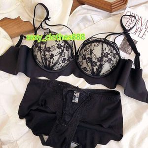 Set di reggiseni Intimo senza cuciture per donna Set di lingerie sexy Reggiseno push up e slip Mutandine di pizzo nero Bralette Mujer Ropa Bielizna Damska