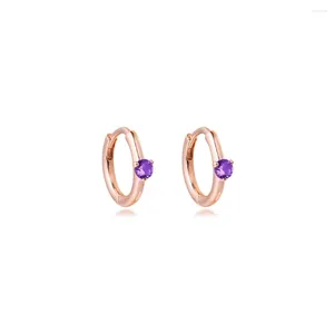 Hoop Earrings Purple Solitaire Huggie 2023 Colorful Fits Party Make Up Sterling Silver Jewelry Fashion For Woman