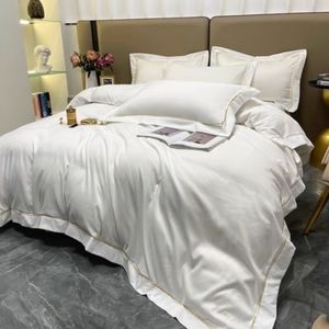 Foglio da letto smerigliato a quattro pezzi in cotone nero e copertura letto leggero di lusso di lusso sensazione di sonno nuda in estate