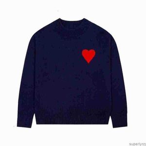 amiS AM I Sweater amisweater amishirt Paris Fashion Knitted Mens Designer Embroidered Red Heart Solid Color Big Love Round Neck Short Sleeve a Ts W9p9