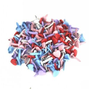 Craft Tools 5Mm Mini Heart-Shaped Mixed Bright Color Metal Brad Paper Fastener Scrapbooking Card Making Art Brads 2000Pcs/Lot Drop D Dhhpj