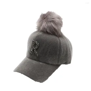 Ball Caps Fashion Winter Hat Comfortable Sun Extended Brim Women Thickened Thermal Fluffy Baseball Decorative