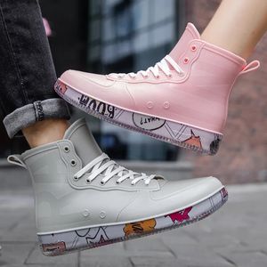 Rain Boots Rain Boots Men Rain Boots Fashion Trendy Nude Rainboots Anti-skid Work Chef Shoes Waterproof Rubber Fishing Shoes Male Sneakers Couple Boot 231030