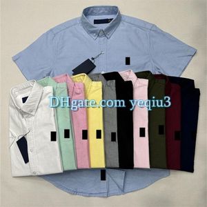 Mens Casual Shirts Solid Color Small Horse Kort ärm broderi Färgglada hästar plus storlek män klassisk affärst-shirt-knapp LA283T