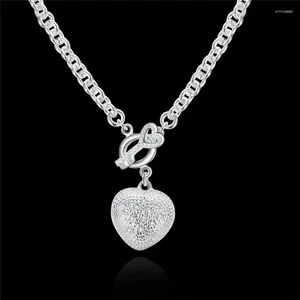 Hängen Fine Crystal Heart Key Necklace 925 Sterling Silver Jewelry for Women Christmas Gifts Party Wedding Brands