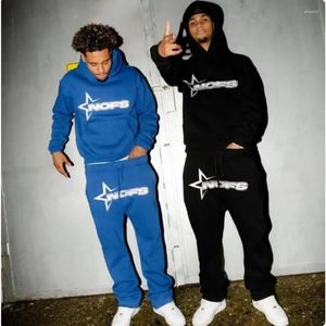 Herrspårsräder Y2K NOFS Tracksuit Hooded Pullover Sweatpants Sports Suit Casual Jogger Sportwear 2 Piece Mane Fleece Streetwear Set