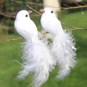 Dekorativa föremål figurer falska duvor vit konstgjord skum fjäder bröllop prydnad hem hantverk bord dekor fågel leksak 2310303030