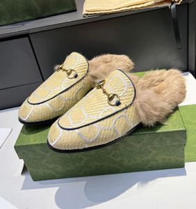 Designer toffel kvinnor prinsetown tofflor mocka läder ull mulor broderi sandaler lyxiga sammet loafers brev skor