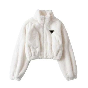 Womens Jacket Wool Down Coats Woman Thick Jackets Plush Windbreaker Long Sleeves With Letters Budge Coat S-L