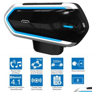 Capacetes de motocicleta Capacete de motocicleta sem fio Bluetooth Headsets Equitação Mãos FM Rádio Estéreo Mp3 Fácil Operação À Prova D 'Água Longstand2 Dh5Gr