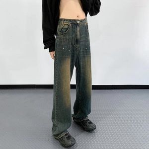 Jeans da uomo Americano Autunno Lavabile Vecchio Taglia Larga Pantaloni a Gamba Dritta Marchio di Moda Design Piccolo Micro Raging