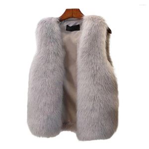 Gilet da donna Gilet invernale in pelliccia sintetica Gilet da donna sottile in soffice peluche spesso senza maniche con punto aperto