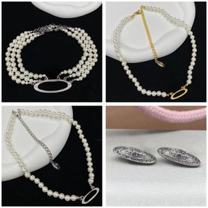 Designer Necklace Earrings Fashion Saturn's Necklaces with 3 Layers Pearl Women's Earring with Gift Box