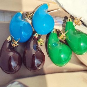 Dangle Brincos 2023 Moda Esmalte Chunky Dome Waterdrop Leve Aço Inoxidável Declaração Vintage Lágrima Orelha Jóias