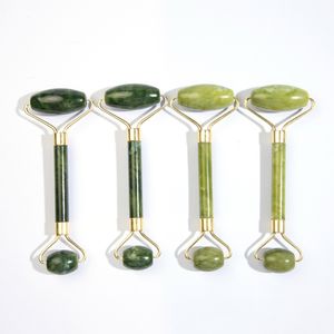 Ansiktsmassager Natural Stone Green Jade Roller Ansiktshudvårdsverktyg Ansiktslyftande avkoppling Skönhet Nacke Slimming Tool