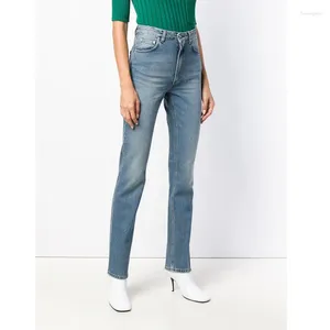 Kvinnors jeans totem-womens retro raka smala fit benlängd byxor streetwear hög midja y2k baggy byxor mode trend