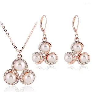 Necklace Earrings Set Fashion Luxury Style Rose Gold Color Jewelry Trend Accessories Party Gifts