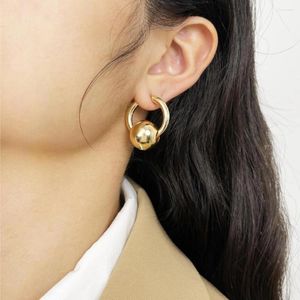 Hoop Earrings Punk Hiphop Stainless Steel Small Circle Round Gold Color Glossy Metal Ball Huggie Hammered Earring Trend Jewelry