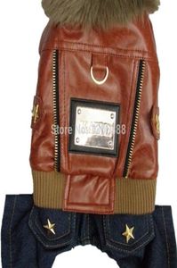 Coffee Russia Leather Punk Style Pet Dogs Coat Small Dog Jacket Coat New Dogs Clothing 2010307639402
