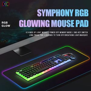 Mouse Pads Wrist Rests Large luminous mouse pad RGB streamer LED gaming internet table mat home keyboard 231030