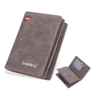 도매 남자 지갑 간단한 조커 수직 멀티 카드 짧은 지갑 방수 지퍼 지퍼 접이식 돈 단색 가죽 패션 클러치 카드 가방 3216