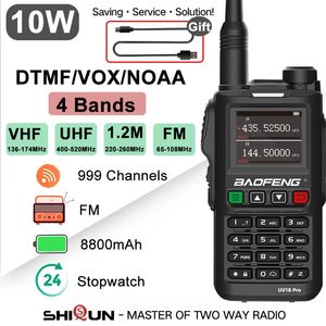 Walkie Talkie Baofeng UV18 Pro preto longo alcance 4 bandas 999 canais em dois sentidos R poderoso UV18iH UVG28 transceptor portátil 231030